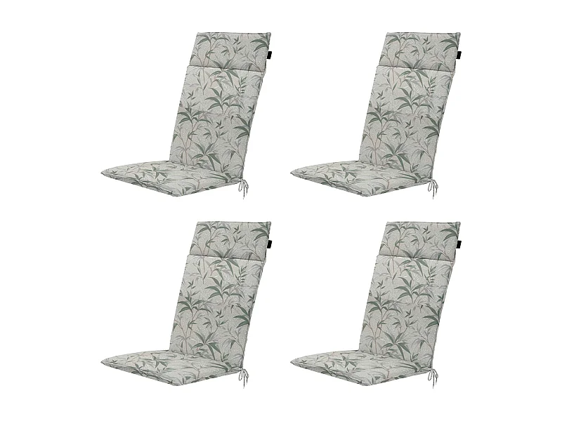 Coussin de chaise de jardin haut dossier Palma naturel - Environ 120 x 50 cm - Lot de 4