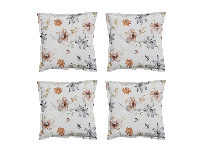 Coussin d'assise Florina naturel - Environ 50x50 cm - Lot de 4