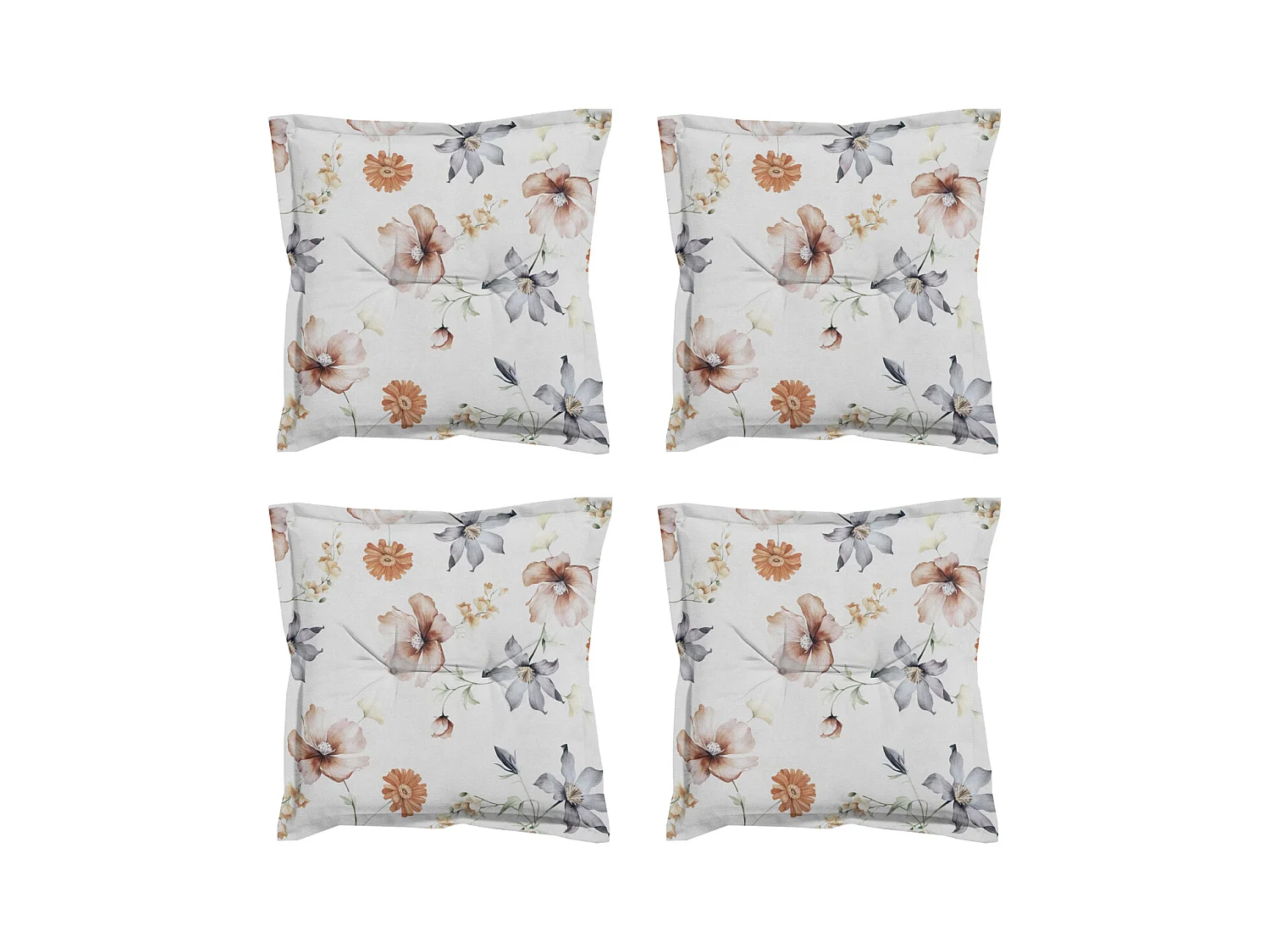 Coussin d'assise Florina naturel - Environ 50x50 cm - Lot de 4