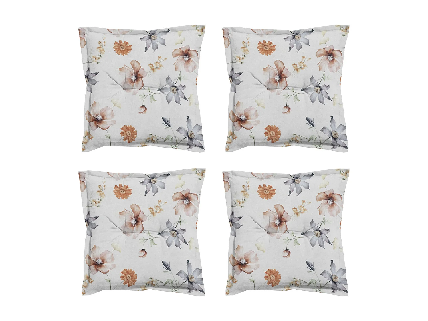 Coussin d'assise Florina naturel - Environ 50x50 cm - Lot de 4