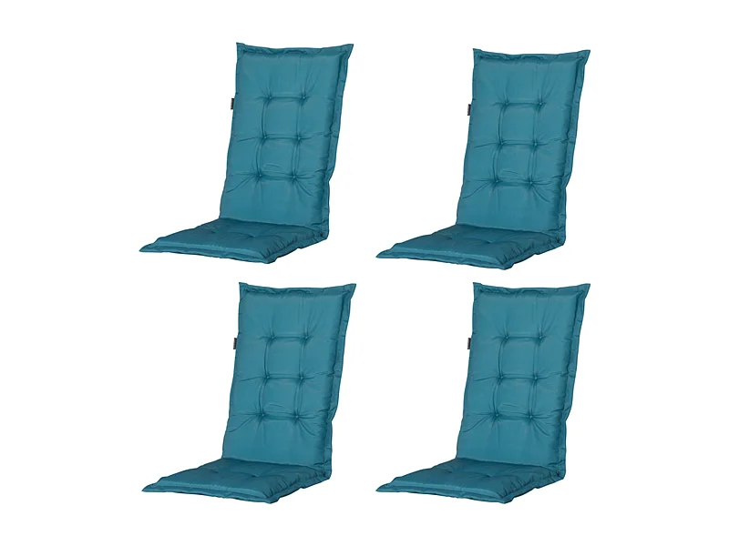 Cojín para silla de jardín con respaldo bajo Panamá azul marino - Aprox. 105x50 cm - Juego de 4