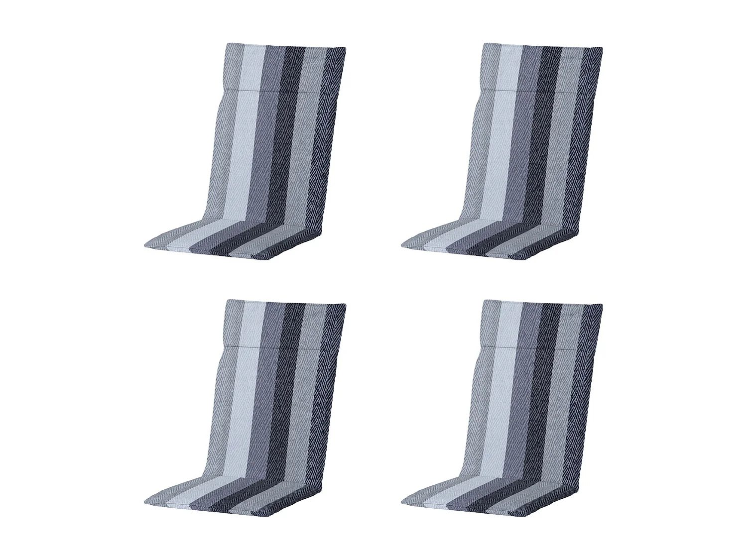 Coussin de chaise de jardin haut dossier Victoria gris - Environ 120 x 50 cm - Lot de 4