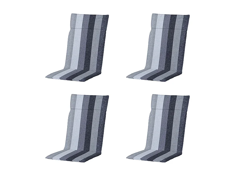 Coussin de chaise de jardin haut dossier Victoria gris - Environ 120 x 50 cm - Lot de 4