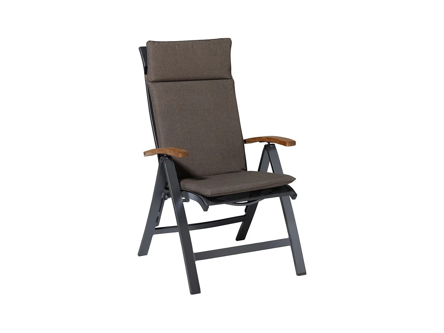 Cojín para silla de jardín con respaldo alto Oxford color topo - Aprox. 120 x 50 cm - Juego de 4