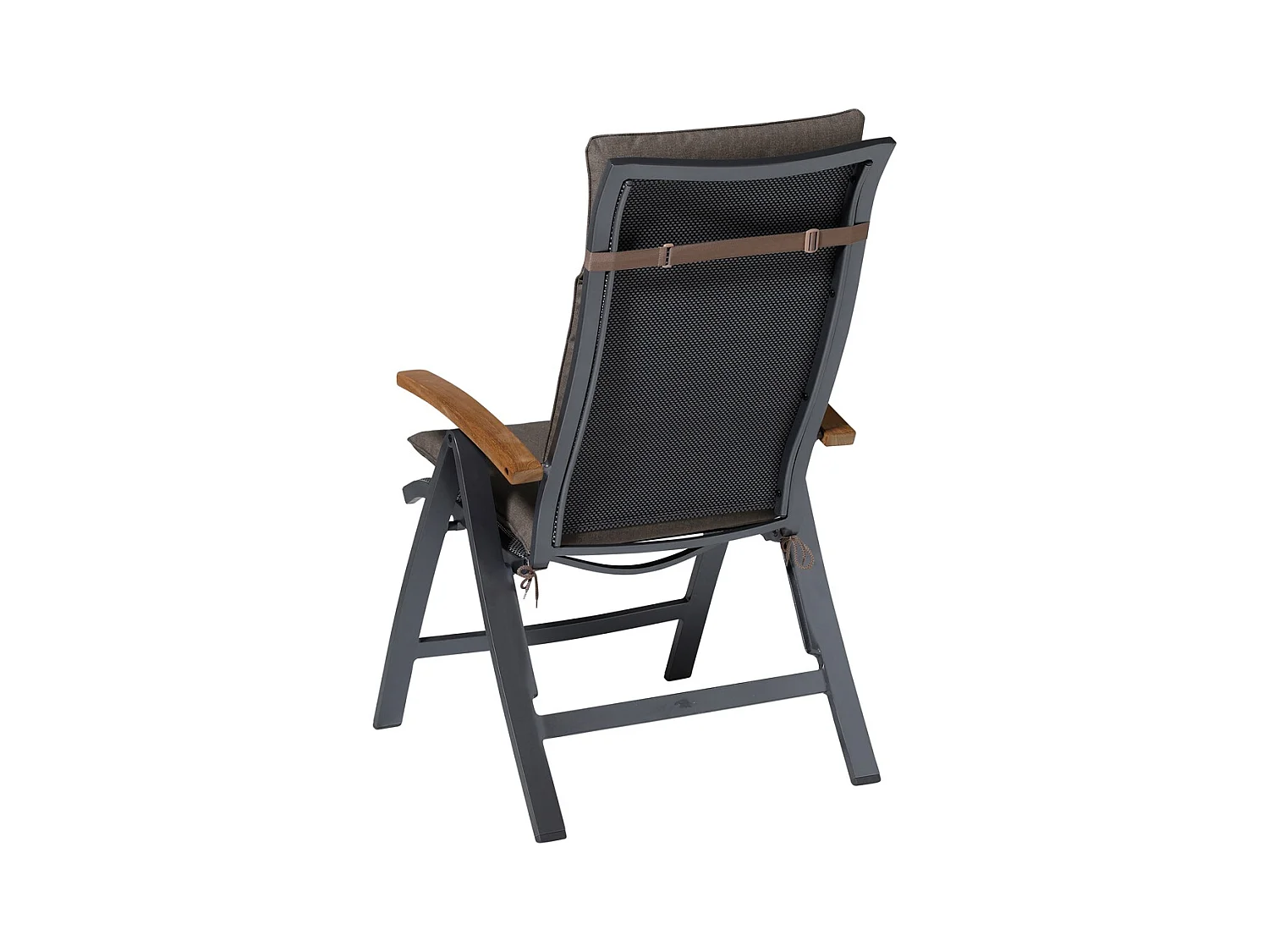 Coussin de chaise de jardin dossier haut Oxford taupe - Environ 120 x 50 cm - Lot de 4