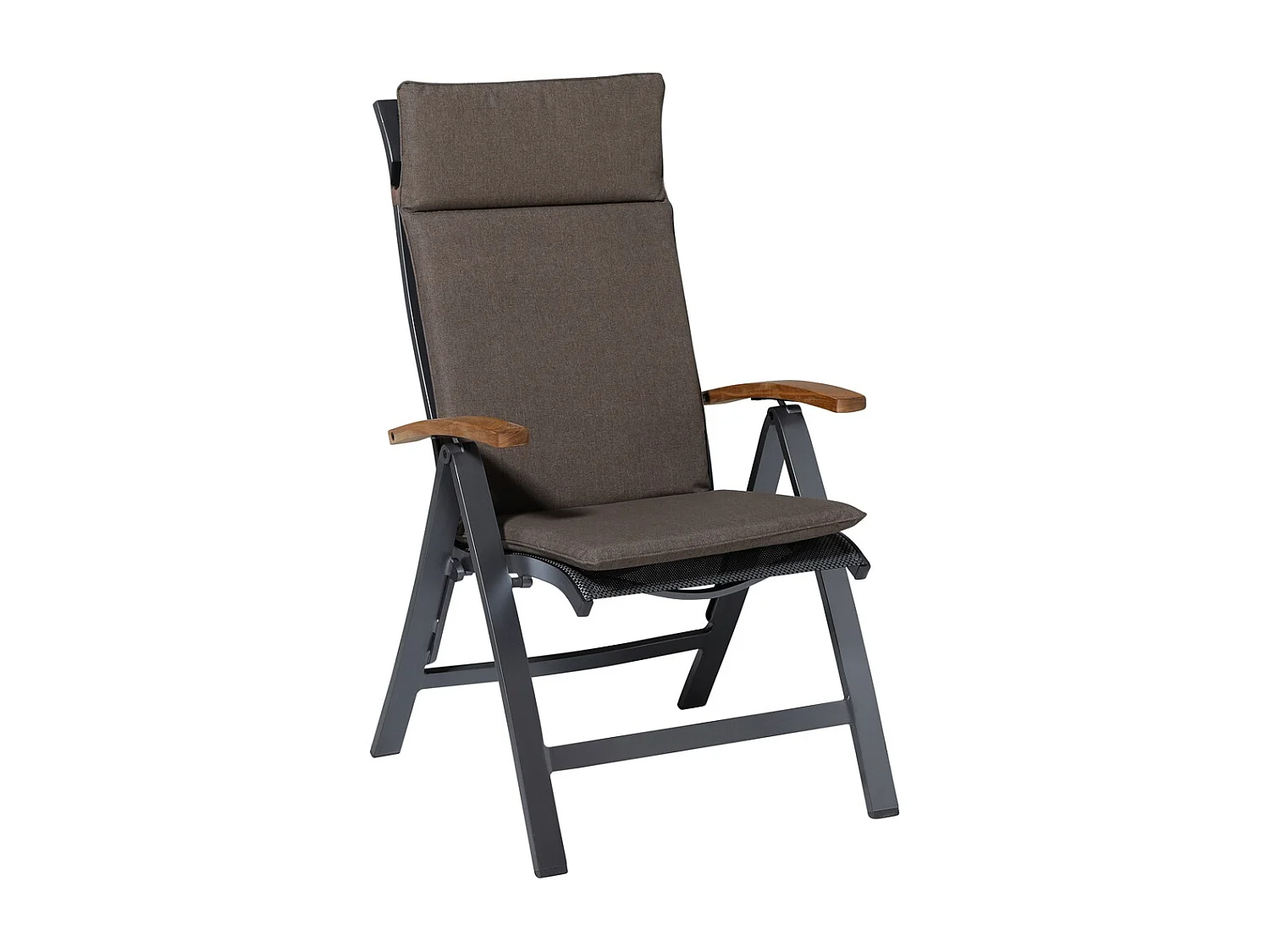 Coussin de chaise de jardin dossier haut Oxford taupe - Environ 120 x 50 cm - Lot de 4