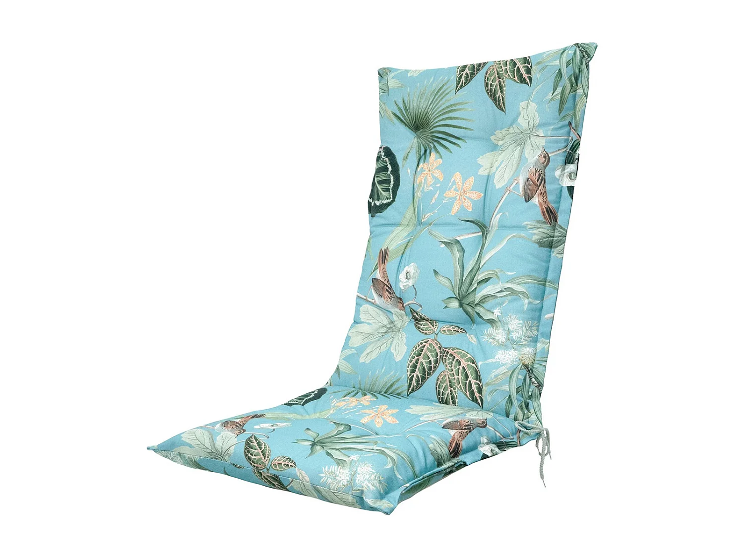 Coussin de chaise de jardin à dossier haut Grasse aqua - Env. 123 x 50 cm - Lot de 4