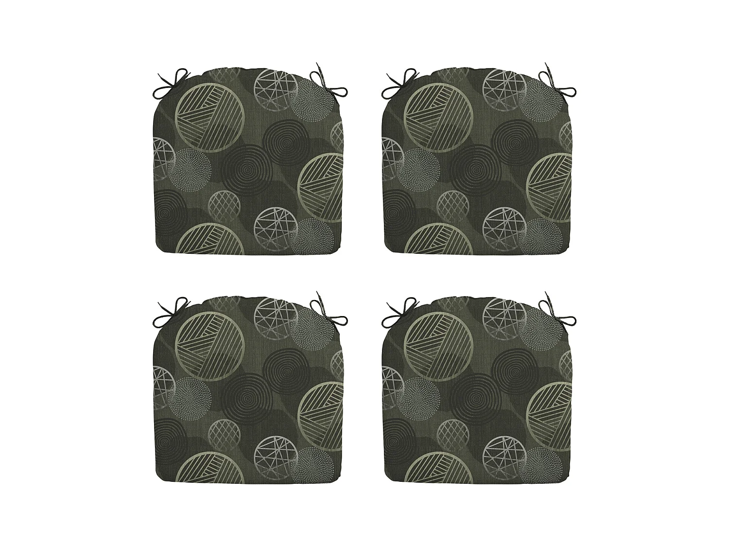 Coussin d'assise Circle vert - Environ 46x48 cm - Lot de 4