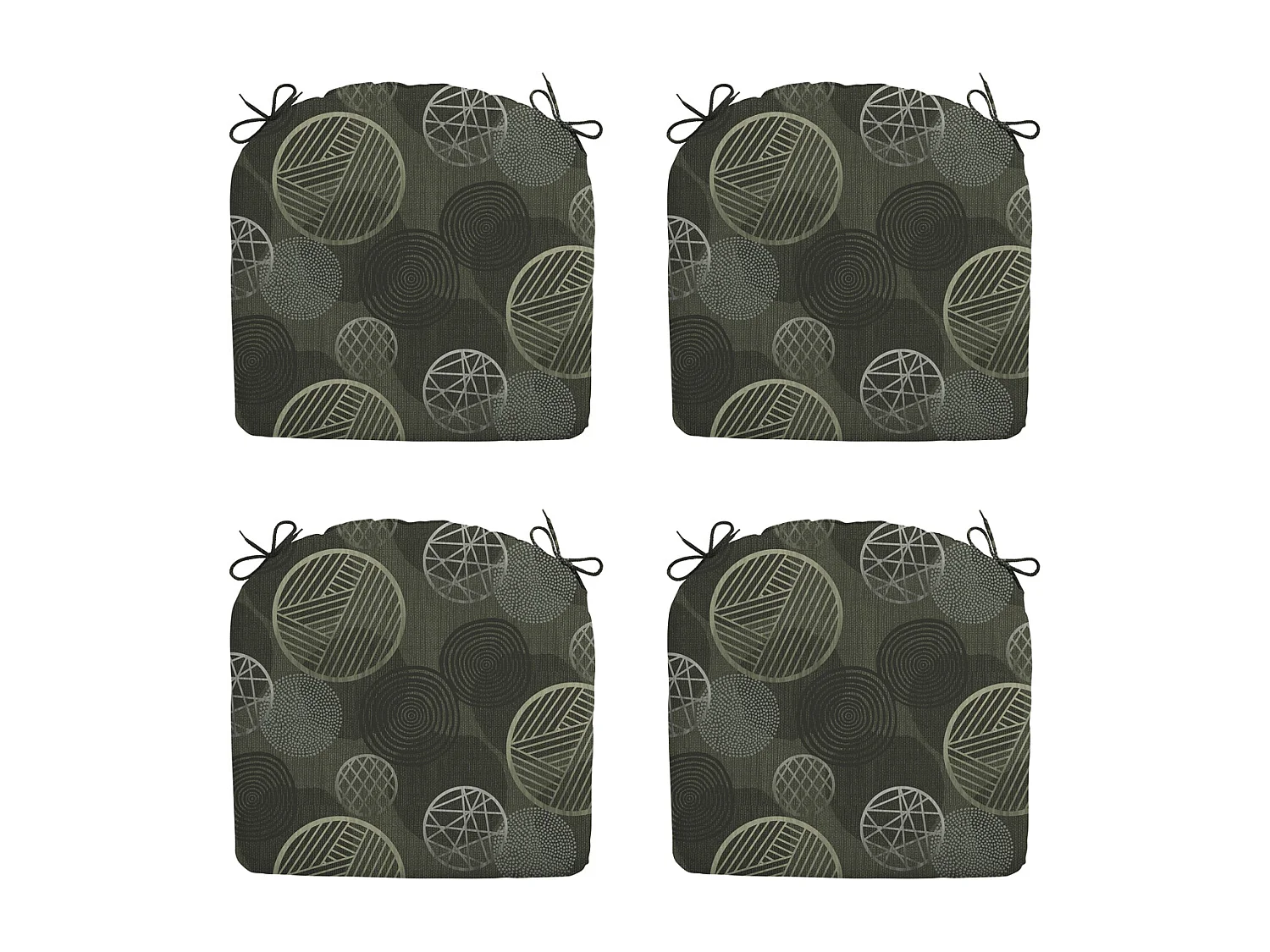 Coussin d'assise Circle vert - Environ 46x48 cm - Lot de 4