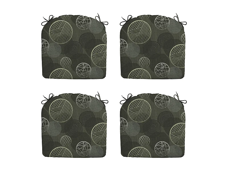 Coussin d'assise Circle vert - Environ 46x48 cm - Lot de 4