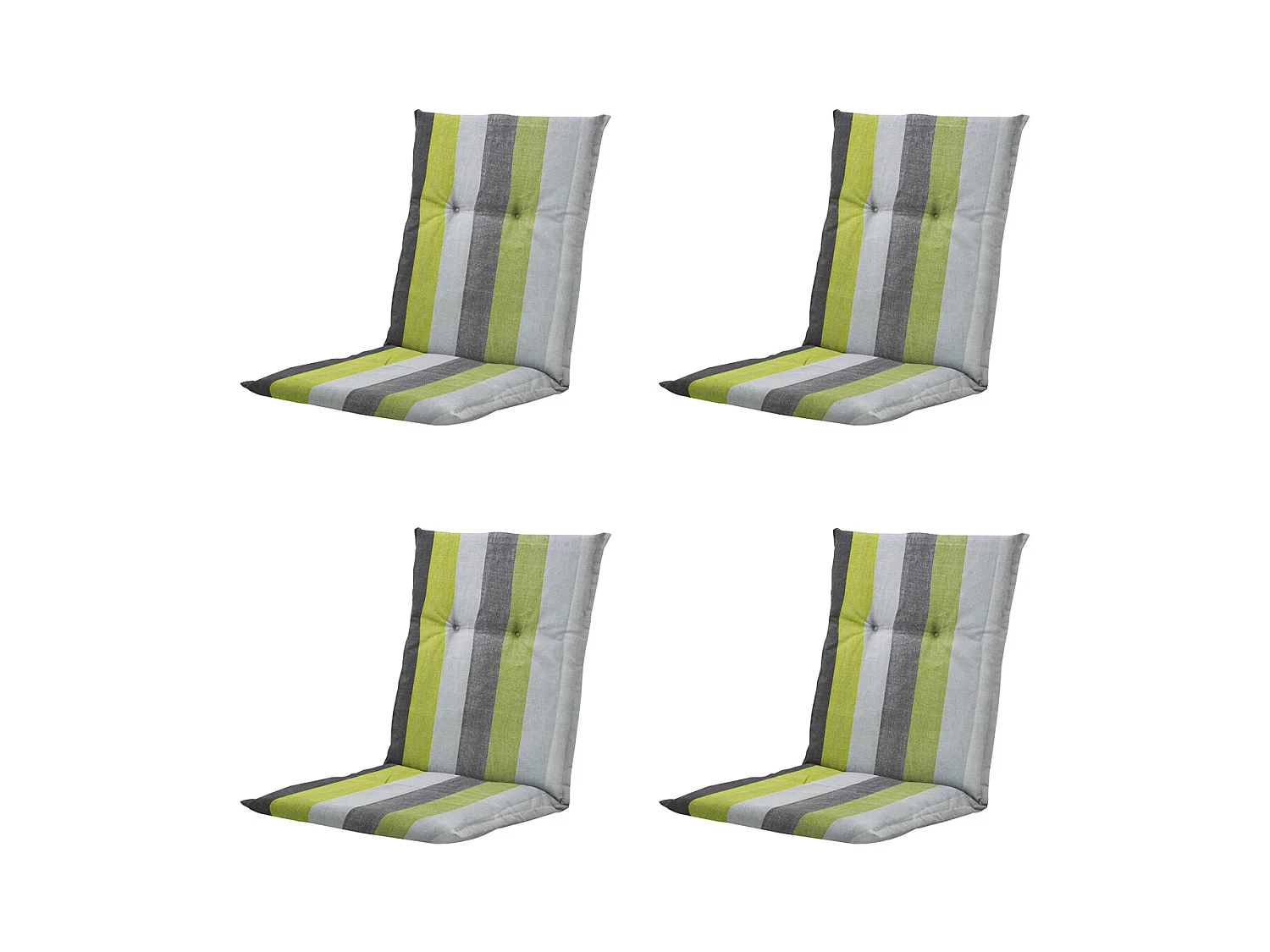 Coussin de chaise de jardin à dossier bas Victoria vert - Environ 105 x 50 cm - Lot de 4