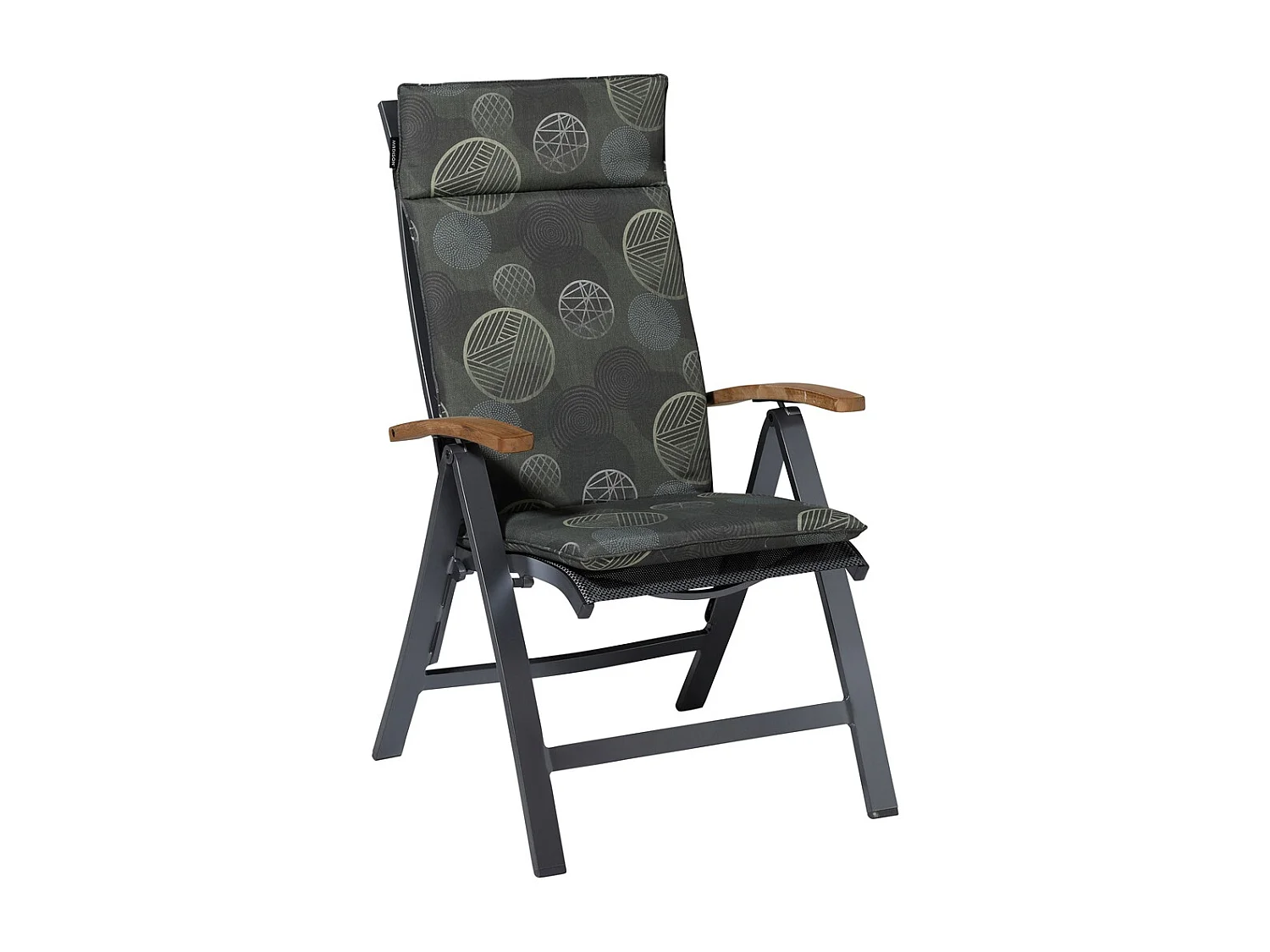 Coussin de chaise de jardin à dossier haut Cercle vert - Environ 120 x 50 cm - Lot de 4