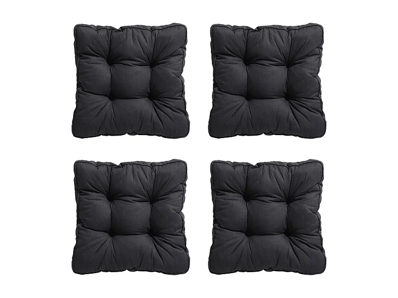 Coussin d'assise Florance Basic noir - Environ 47 x 47 cm - Lot de 4
