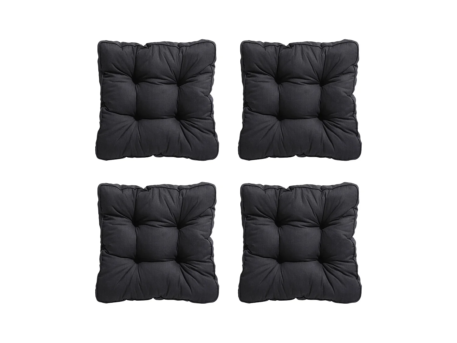 Coussin d'assise Florance Basic noir - Environ 47 x 47 cm - Lot de 4