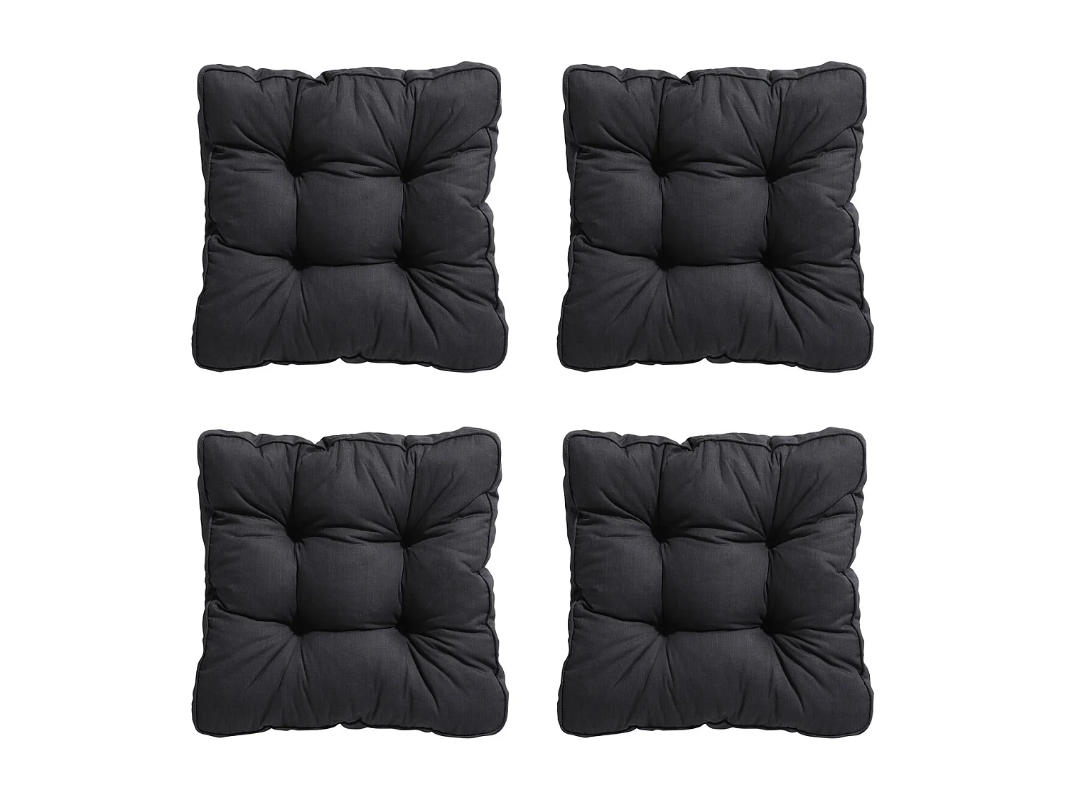 Coussin d'assise Florance Basic noir - Environ 47 x 47 cm - Lot de 4