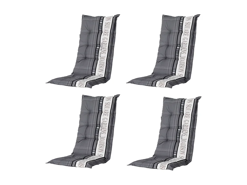 Tuinstoelkussen Hoge Rug Madison garden grey - Ca. 123x50 cm - Set van 4