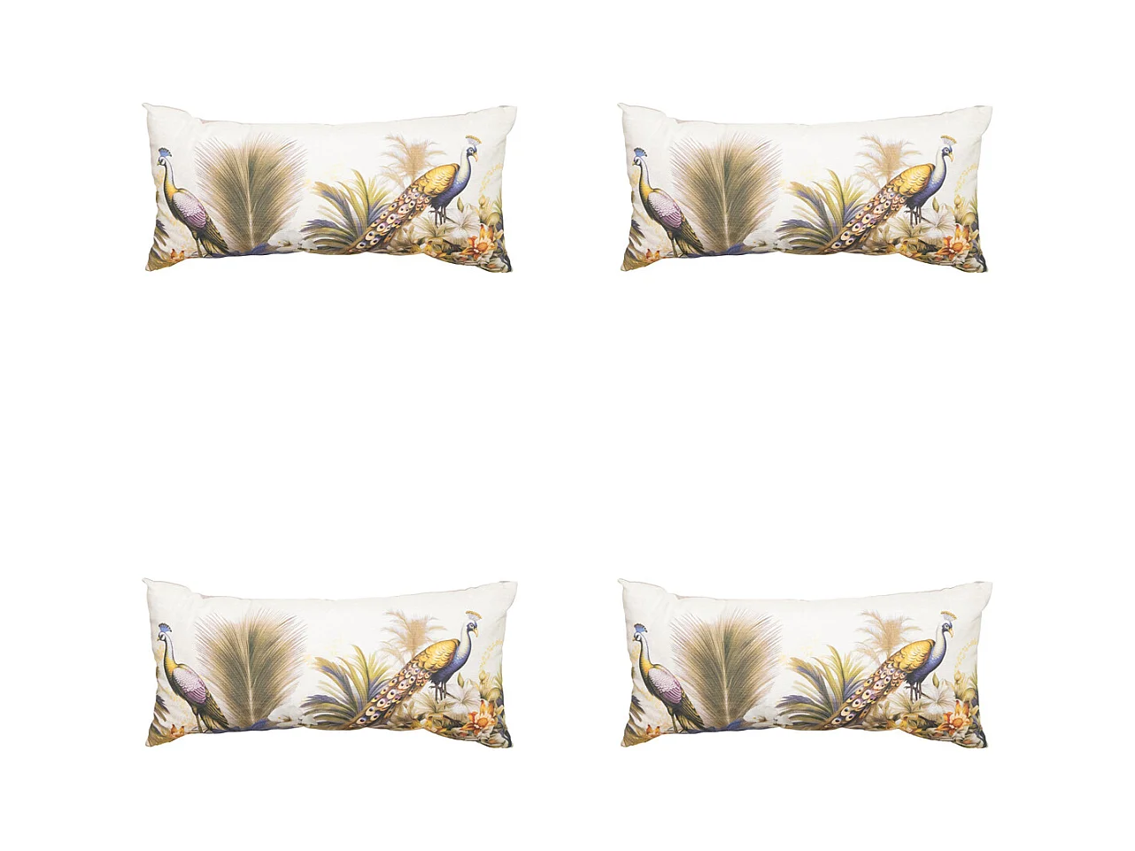 Coussin décoratif Flore violet - Env. 28x60 cm - Lot de 4