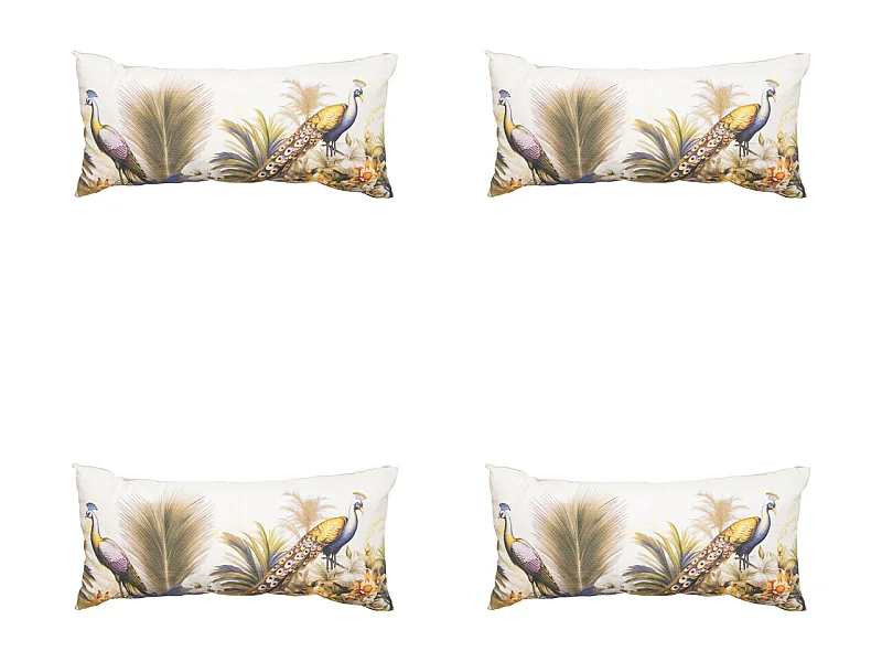 Coussin décoratif Flore violet - Env. 28x60 cm - Lot de 4