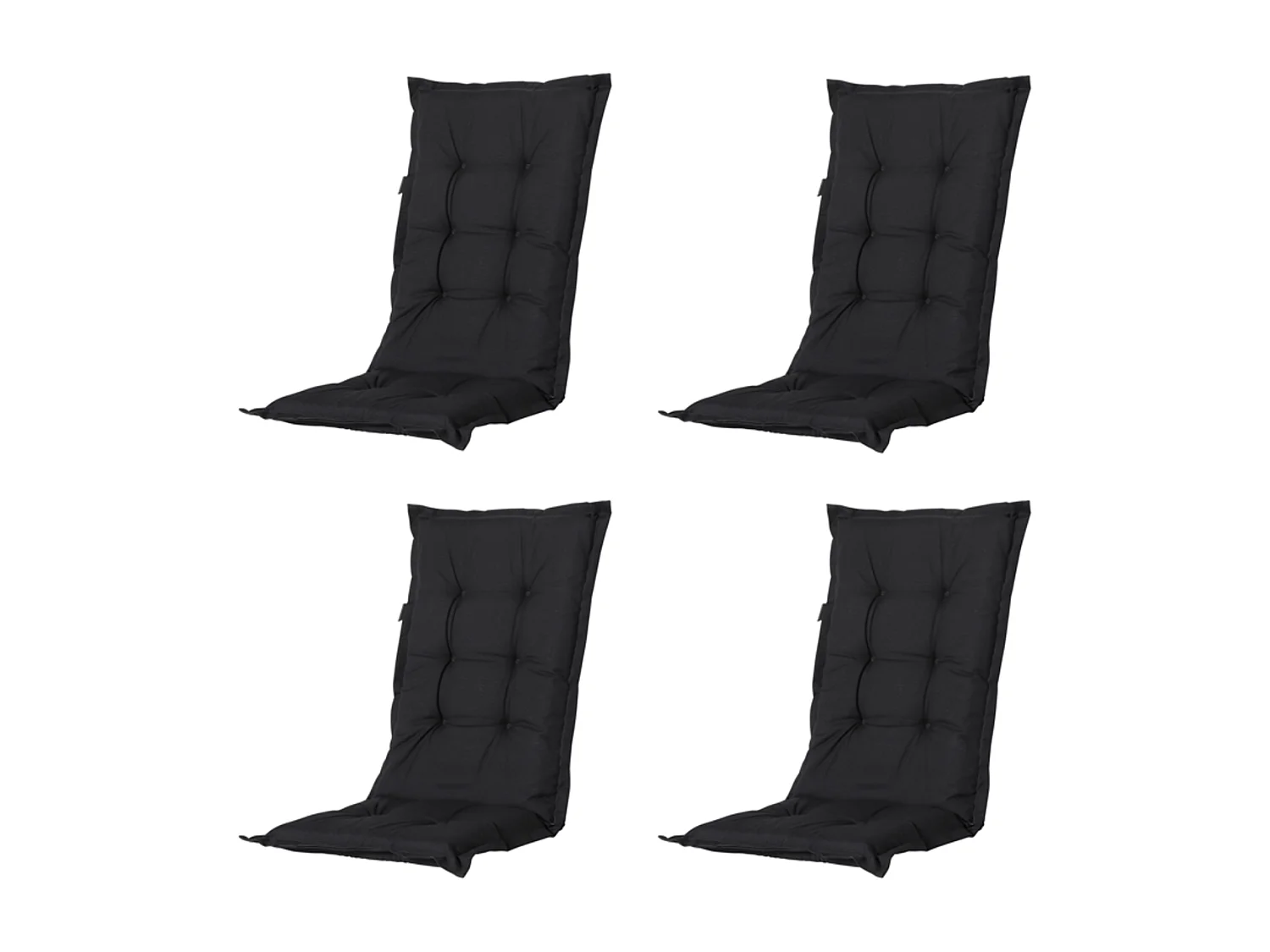Coussin de chaise de jardin dossier bas Panama noir - Environ 105 x 50 cm - Lot de 4