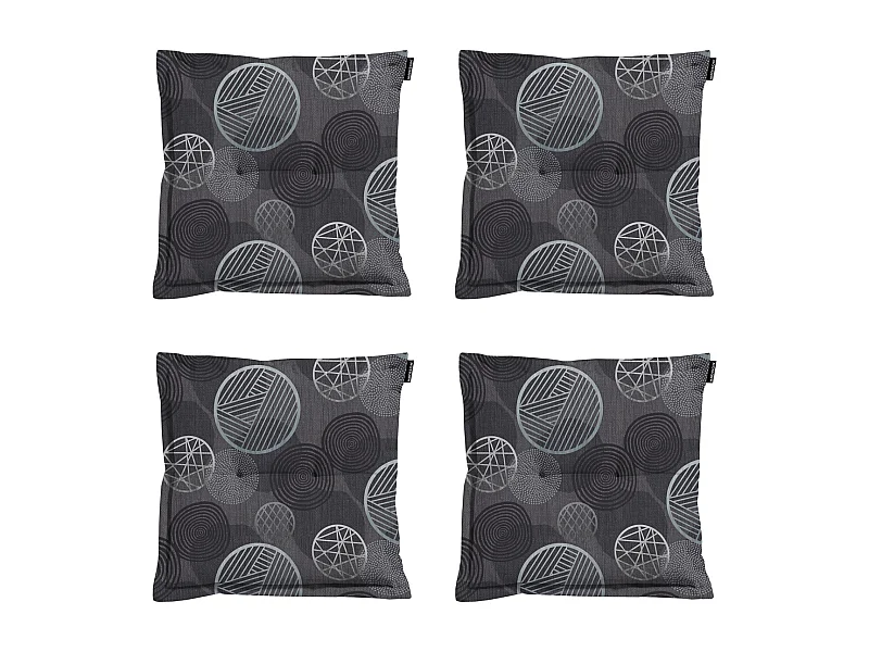 Coussin d'assise Circle gris - Environ 50 x 50 cm - Lot de 4