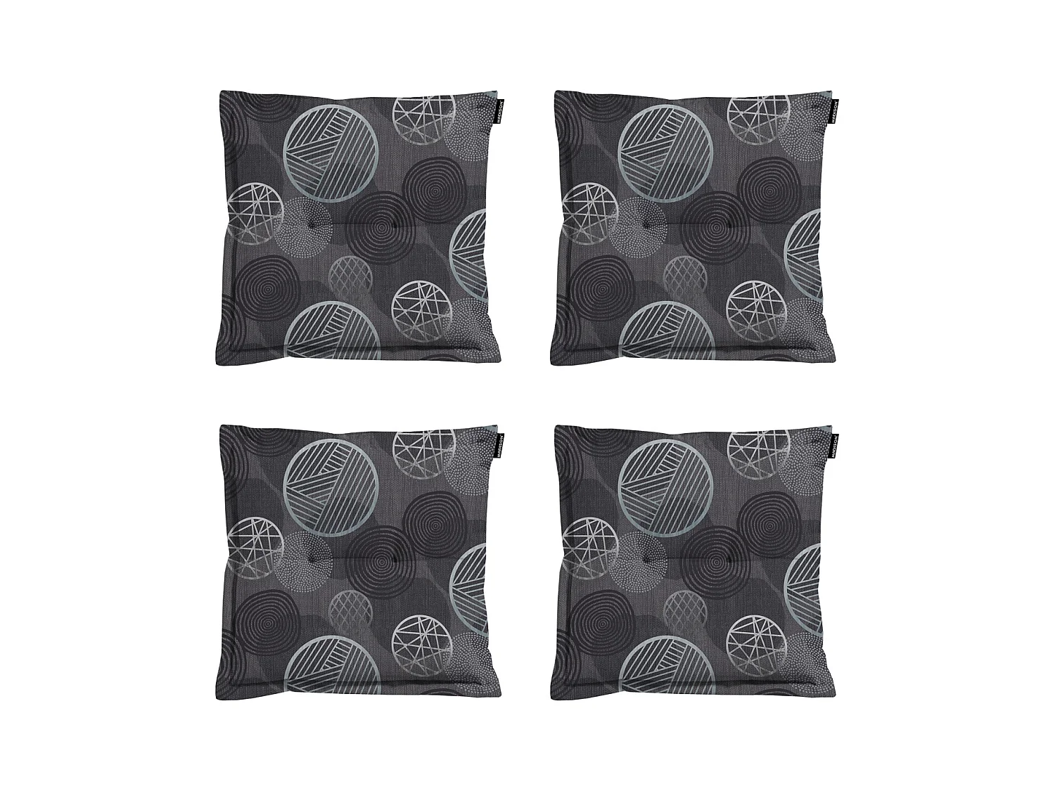 Coussin d'assise Circle gris - Environ 50 x 50 cm - Lot de 4