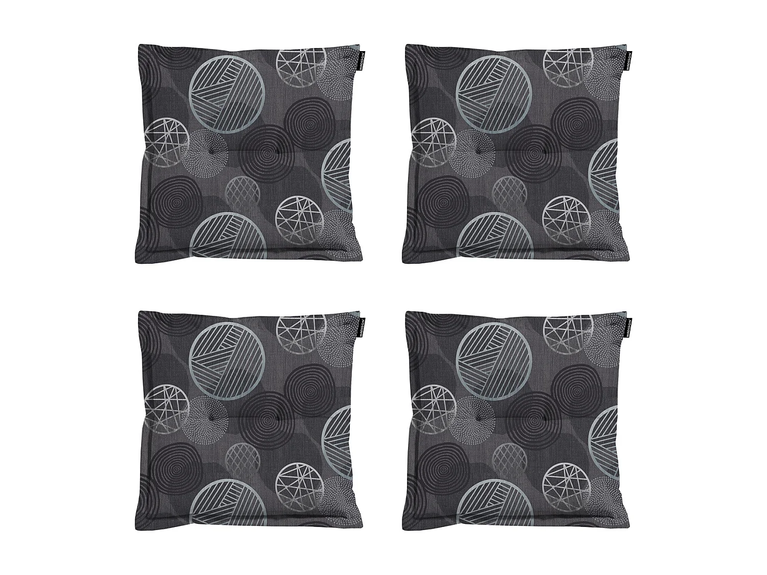 Coussin d'assise Circle gris - Environ 50 x 50 cm - Lot de 4