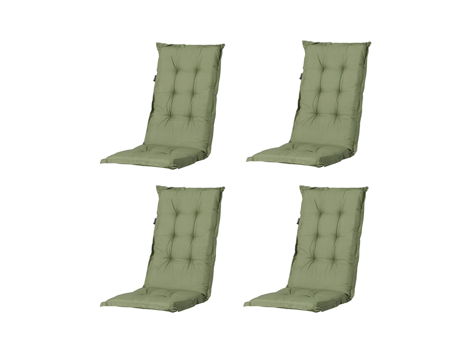 Coussin de chaise de jardin haut dossier Basic vert - Environ 123 x 50 cm - Lot de 4