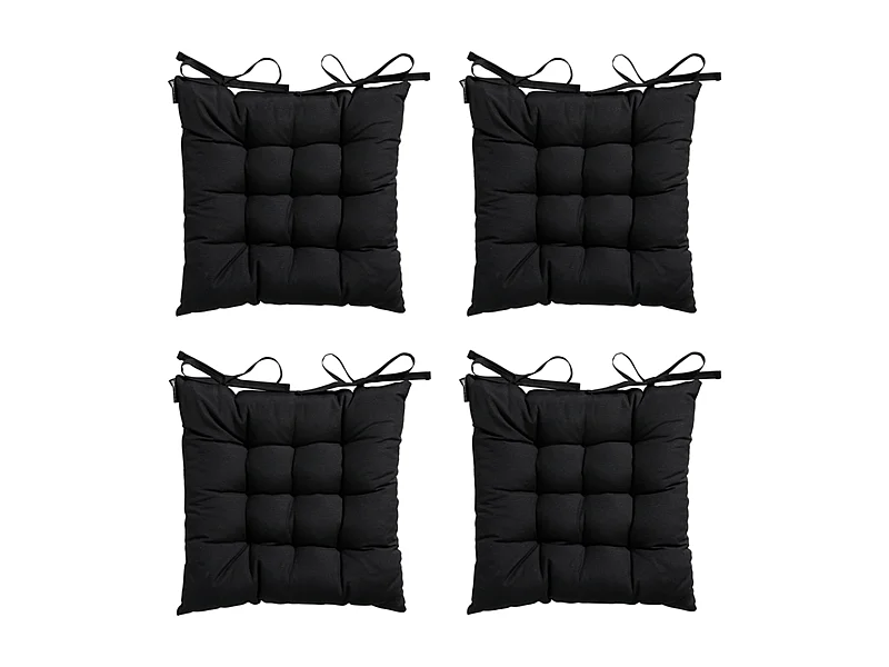 Coussin d'assise Tuscany Panama noir - Environ 46 x 46 cm - Lot de 4