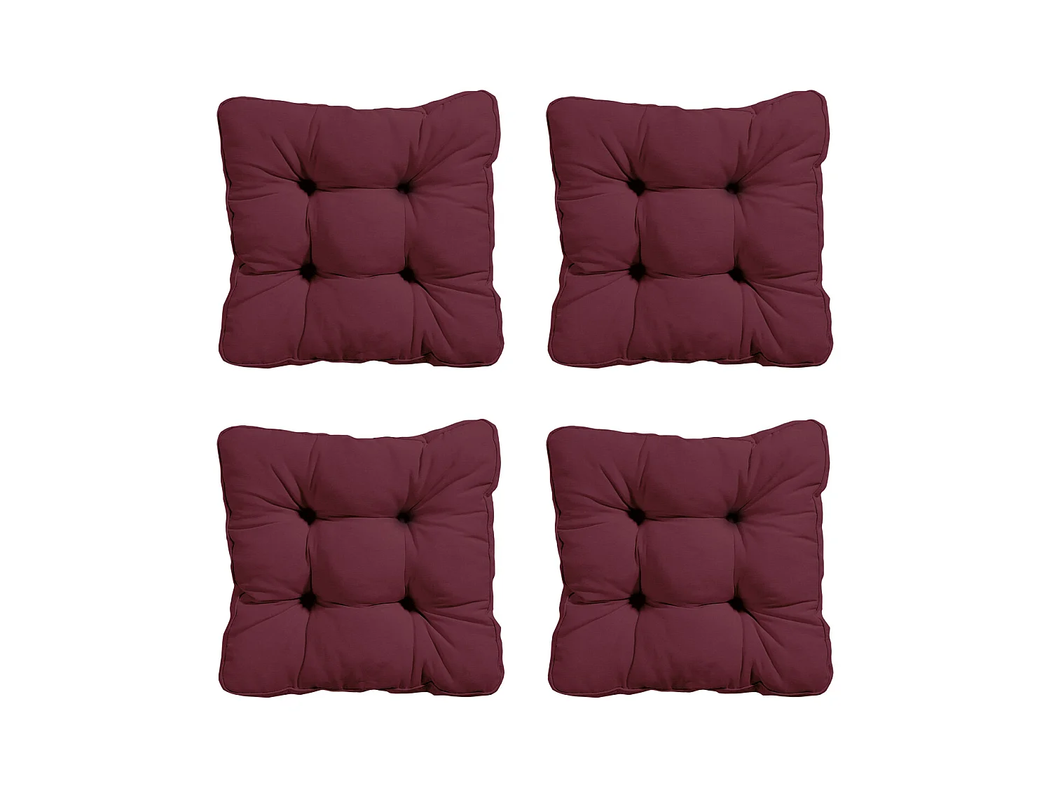 Coussin d'assise Florance Panama bordeaux - Env. 47x47 cm - Lot de 4