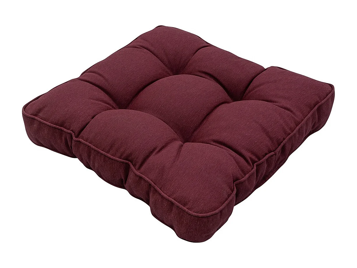 Coussin d'assise Florance Panama bordeaux - Env. 47x47 cm - Lot de 4