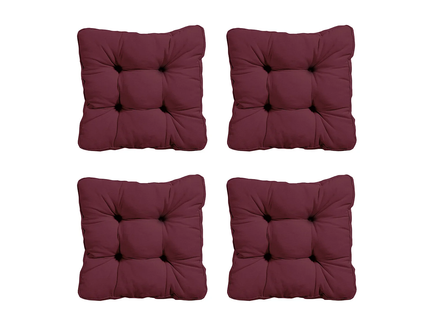 Coussin d'assise Florance Panama bordeaux - Env. 47x47 cm - Lot de 4