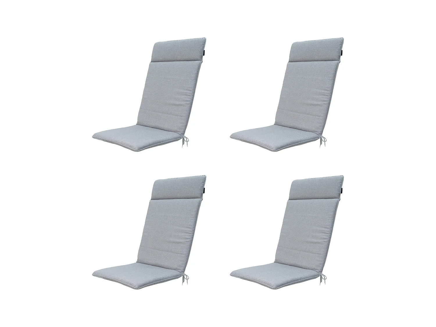 Coussin de chaise de jardin dossier haut Naples gris - Environ 120 x 50 cm - Lot de 4