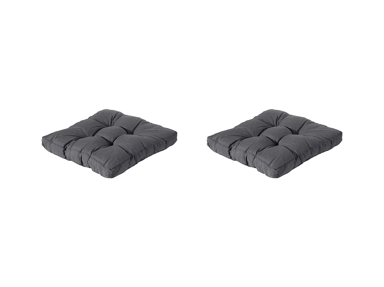 Coussin d'assise Florance Panama gris - Environ 60 x 60 cm - Lot de 2