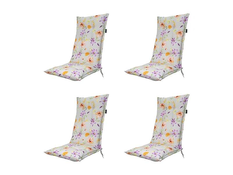 Tuinstoelkussen Hoge Rug Florina purple - Ca. 123x50 cm - Set van 4