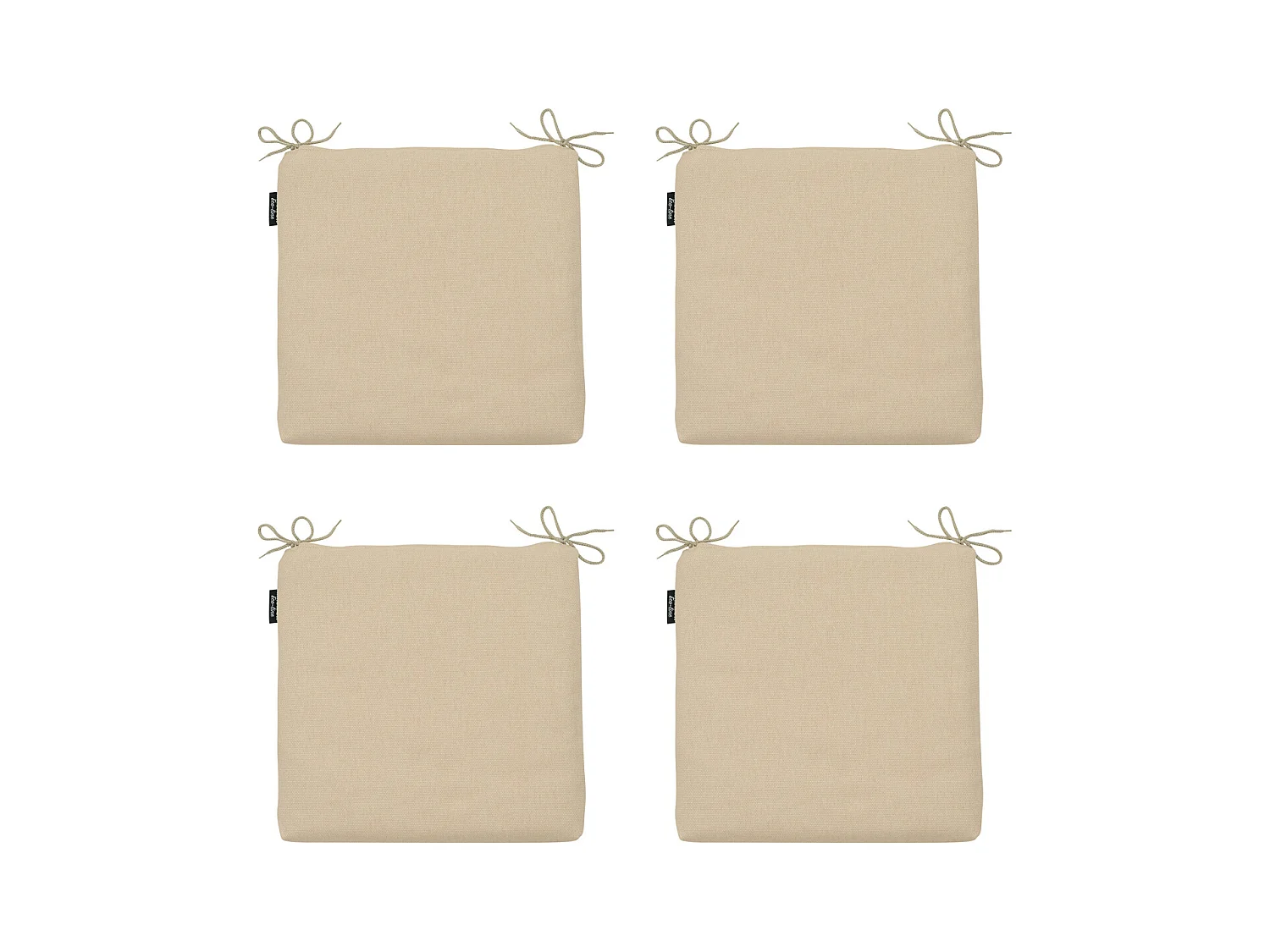 Coussin d'assise en toile beige éco+ - Environ 40 x 40 cm - Lot de 4
