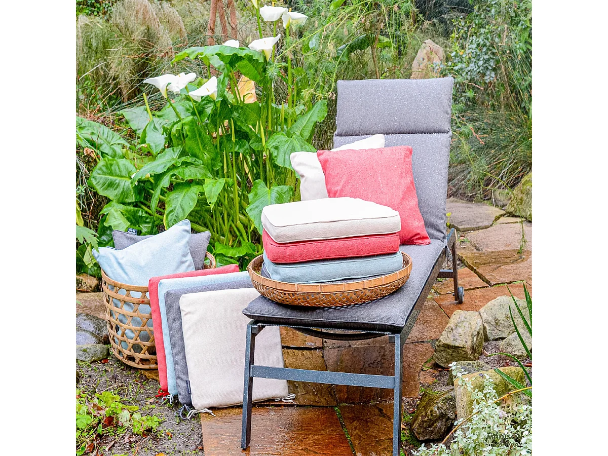 Coussin d'assise en toile beige éco+ - Environ 40 x 40 cm - Lot de 4