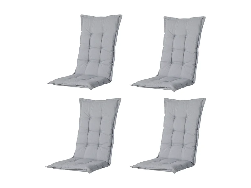 Coussin de chaise de jardin dossier haut Panama gris clair - Environ 123 x 50 cm - Lot de 4