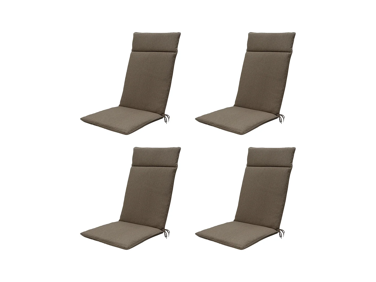 Coussin de chaise de jardin dossier haut en toile taupe éco+ - Dimensions approximatives : 120 x 50 cm - Lot de 4