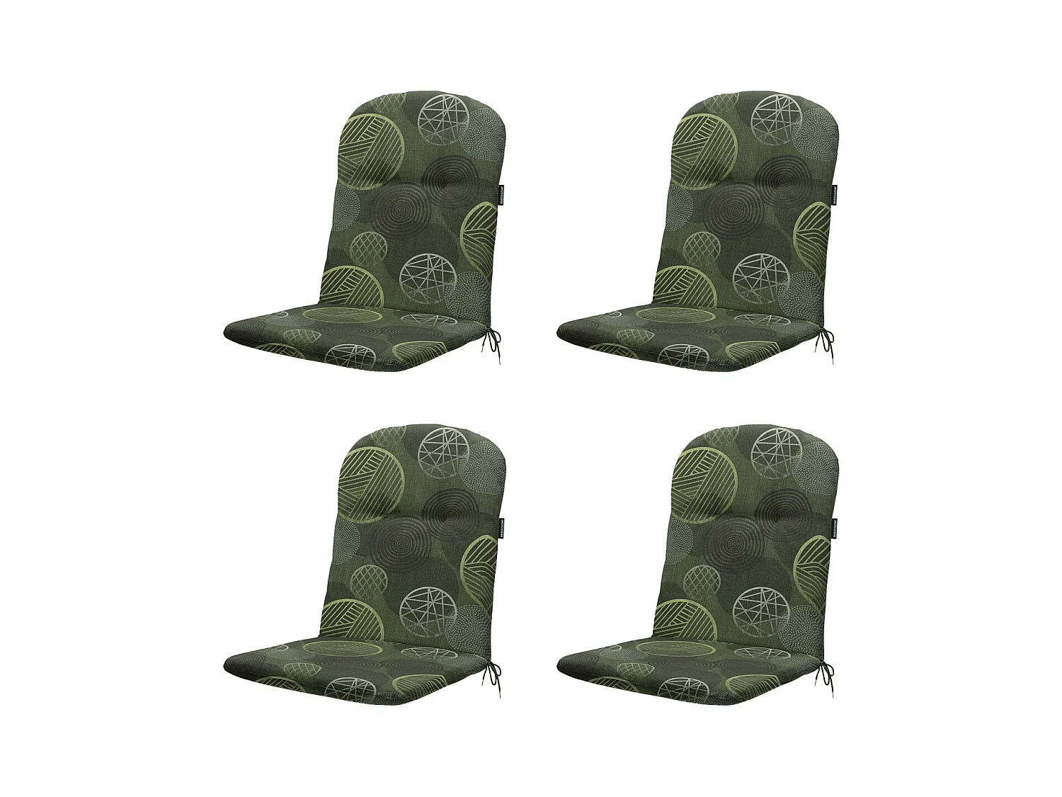 Coussin de fauteuil haut dossier cercle vert - Environ 96 x 45 cm - Lot de 4