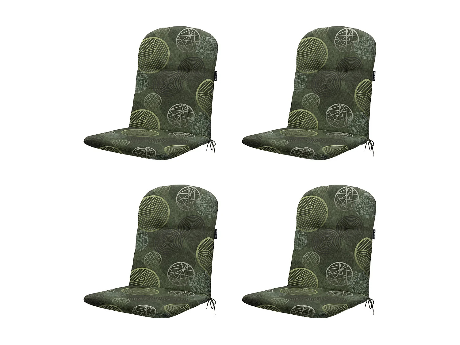 Coussin de fauteuil haut dossier cercle vert - Environ 96 x 45 cm - Lot de 4