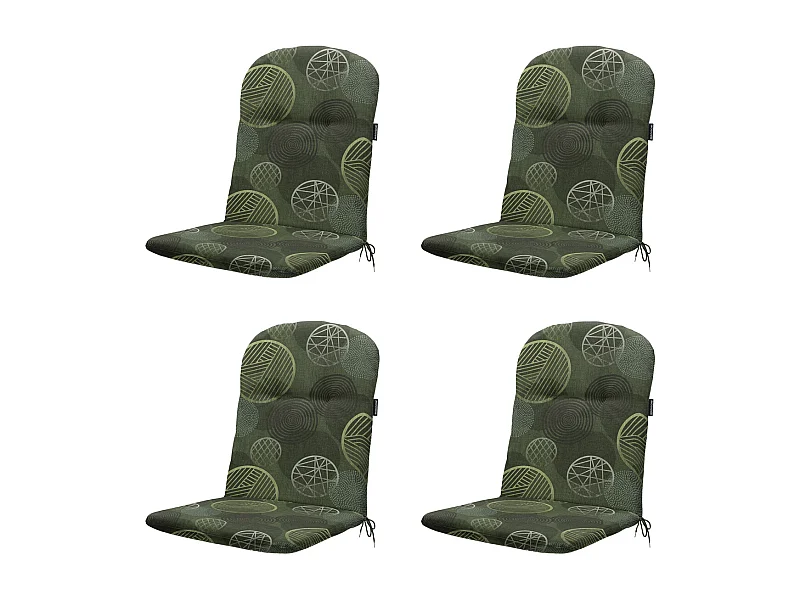Coussin de fauteuil haut dossier cercle vert - Environ 96 x 45 cm - Lot de 4