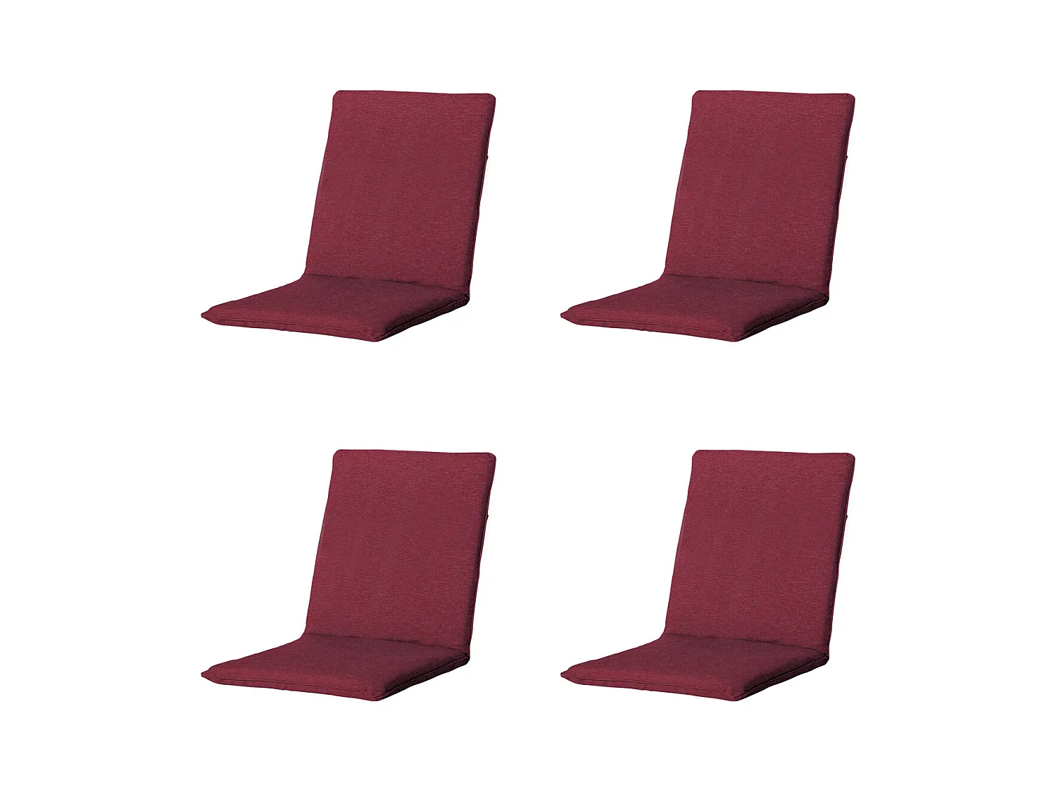 Coussin de chaise empilable Panama bordeaux - Env. 97x49 cm - Lot de 4