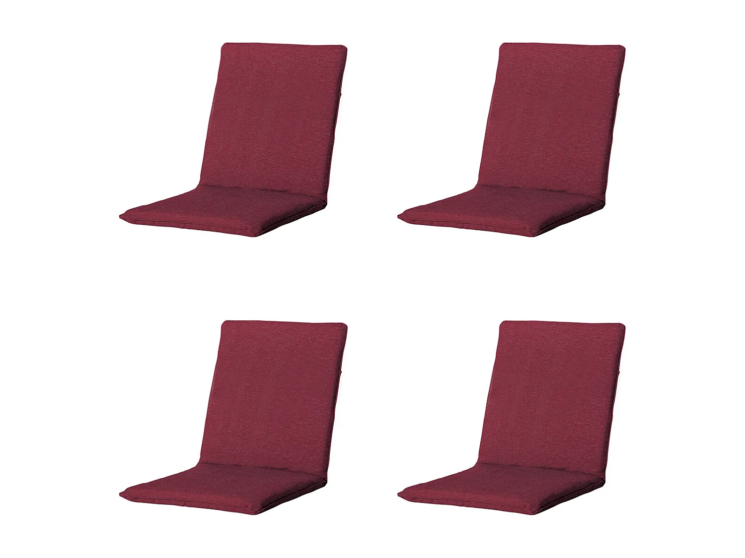 Coussin de chaise empilable Panama bordeaux - Env. 97x49 cm - Lot de 4