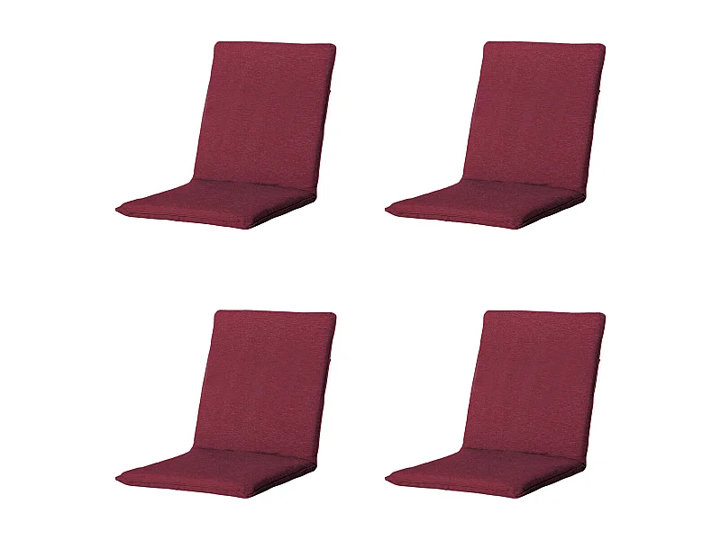 Coussin de chaise empilable Panama bordeaux - Env. 97x49 cm - Lot de 4