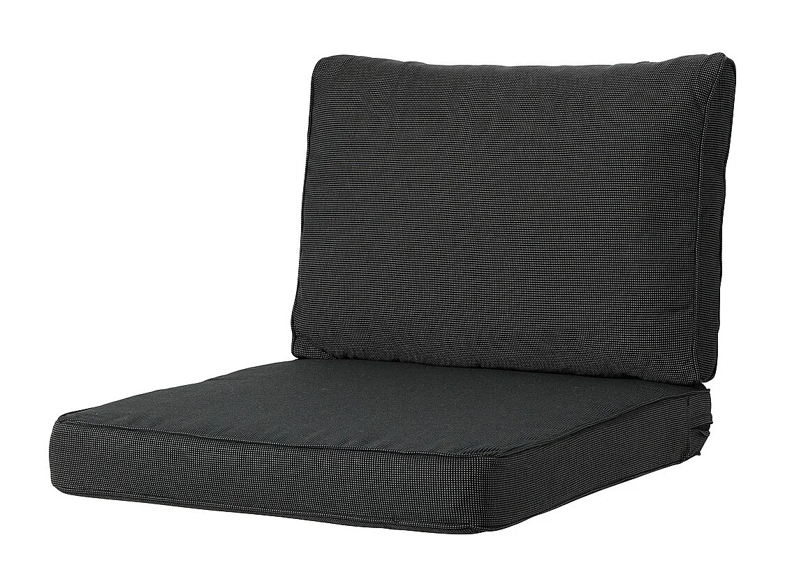 Coussin d'assise Lounge Profi-Line Rib noir - Env. 73 x 73 cm - Lot de 2