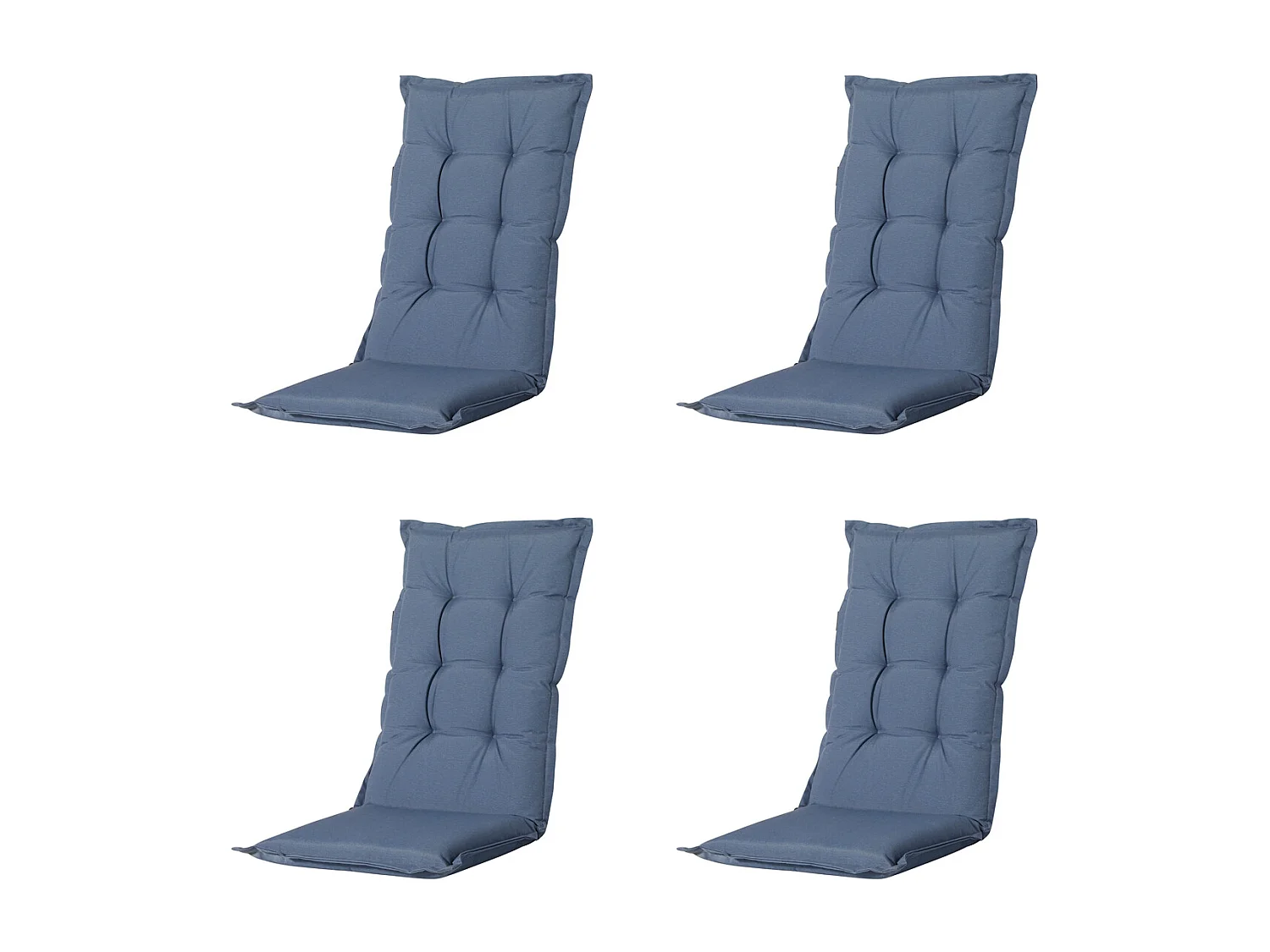 Coussin de chaise de jardin dossier haut Panama bleu saphir - Environ 123 x 50 cm - Lot de 4