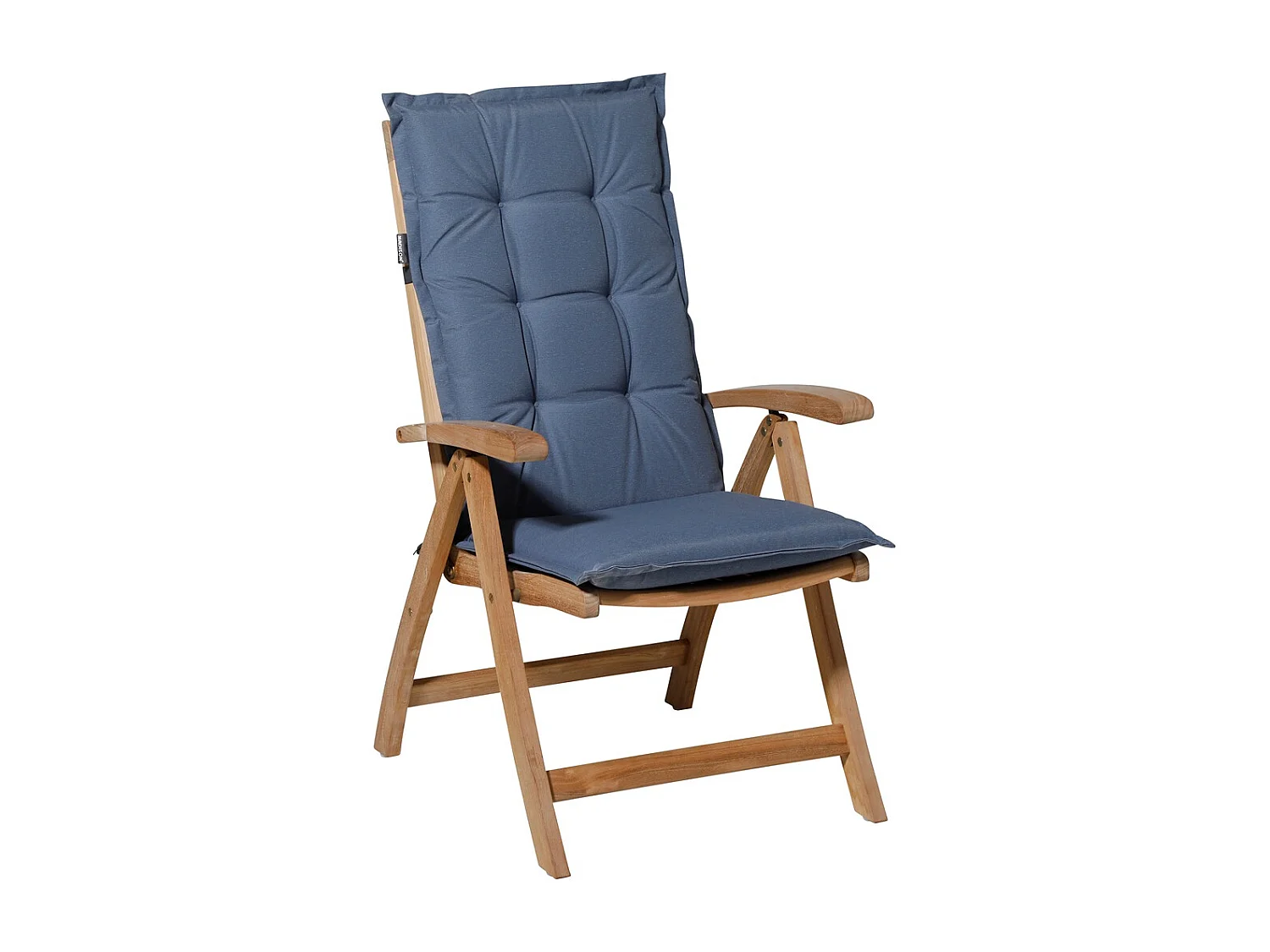 Coussin de chaise de jardin dossier haut Panama bleu saphir - Environ 123 x 50 cm - Lot de 4