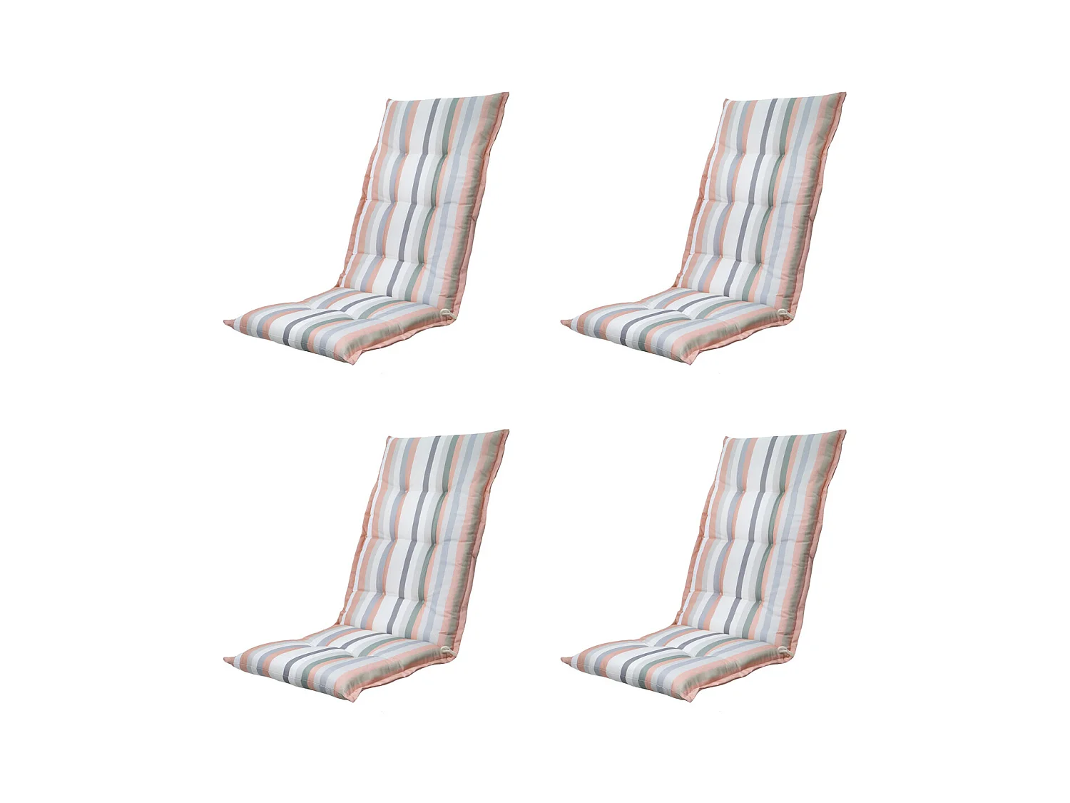 Coussin de chaise de jardin à dossier haut, couleur saumon - Dimensions : environ 123 x 50 cm - Lot de 4