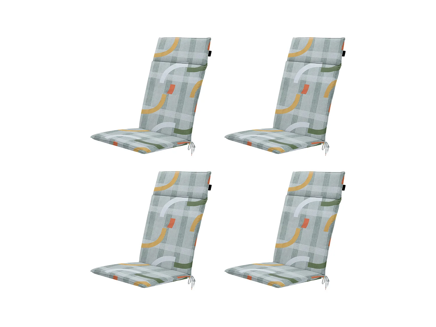 Coussin de chaise de jardin à dossier haut Tess orange - Environ 120 x 50 cm - Lot de 4