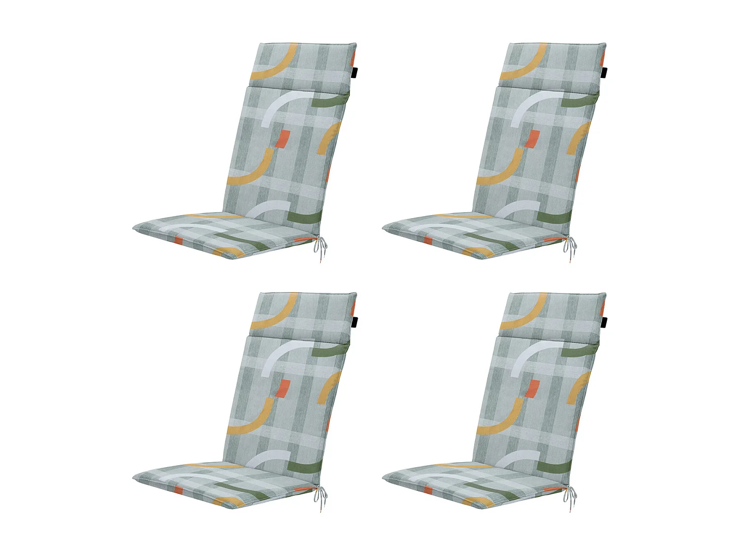 Coussin de chaise de jardin à dossier haut Tess orange - Environ 120 x 50 cm - Lot de 4